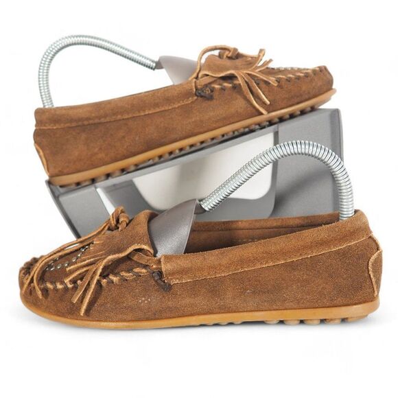 Minnetonka "Peace" Suede Slip-on Moccasins Brown Women's 7 - Picture 1 of 11